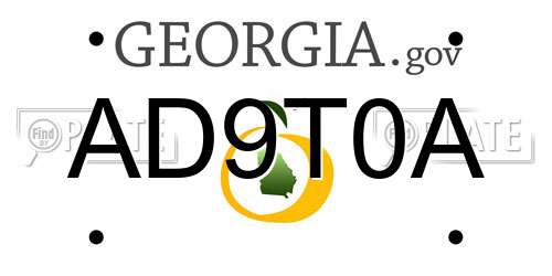 AD9T0A Georgia License Plate