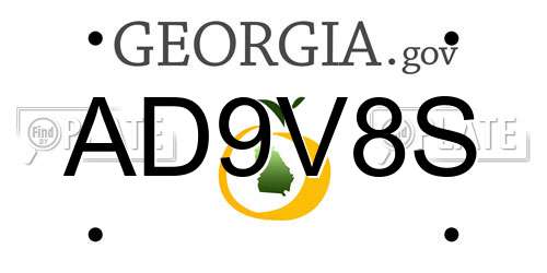 AD9V8S Georgia License Plate