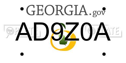 AD9Z0A Georgia License Plate