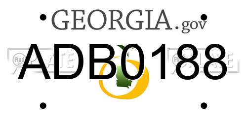 ADB0188 Georgia License Plate