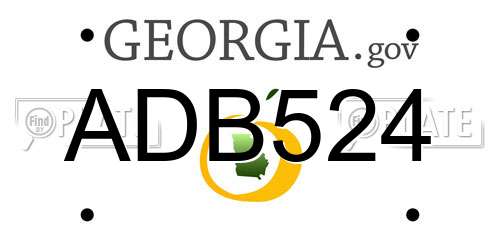 ADB524 Georgia License Plate