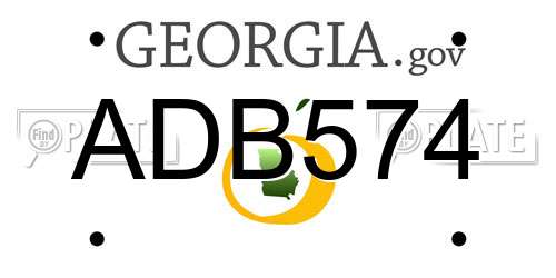 ADB574 Georgia License Plate
