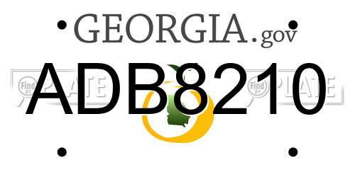 ADB8210 Georgia License Plate