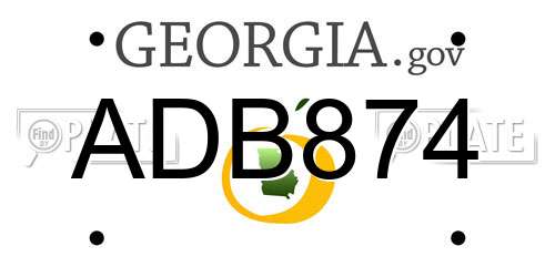 ADB874 Georgia License Plate
