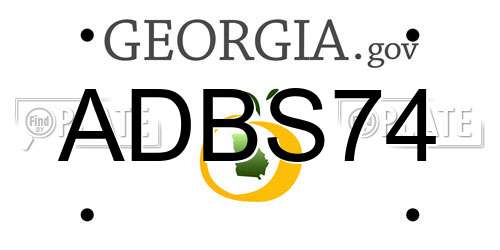 ADBS74 Georgia License Plate