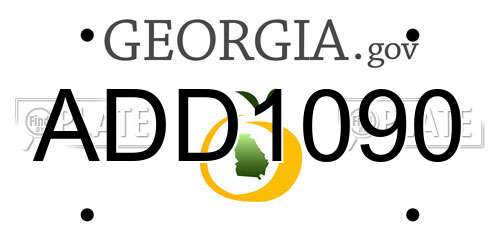 ADD1090 Georgia License Plate
