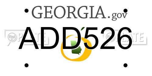 ADD526 Georgia License Plate