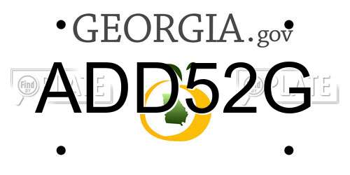 ADD52G Georgia License Plate
