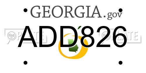 ADD826 Georgia License Plate