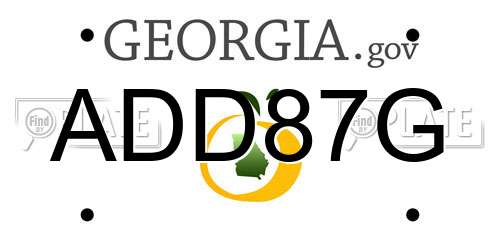 ADD87G Georgia License Plate