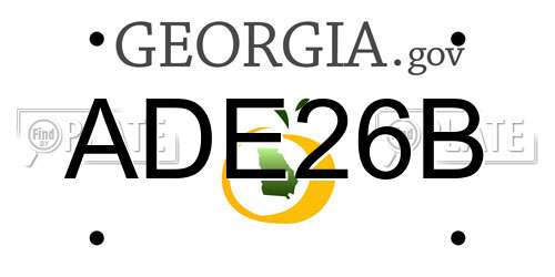 ADE26B Georgia License Plate