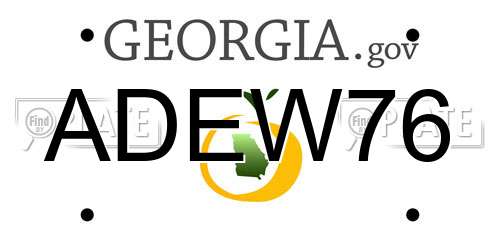 ADEW76 Georgia License Plate