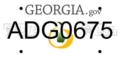 ADG0675 Georgia License Plate