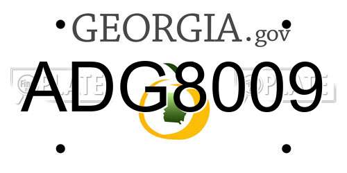 ADG8009 Georgia License Plate