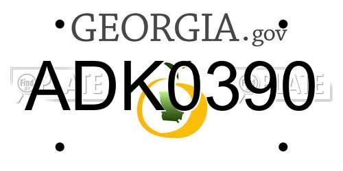 ADK0390 Georgia License Plate