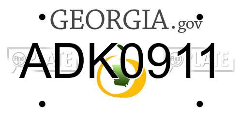 ADK0911 Georgia License Plate