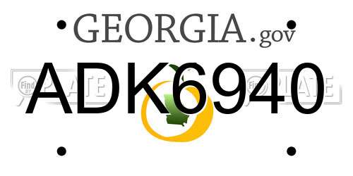 ADK6940 Georgia License Plate