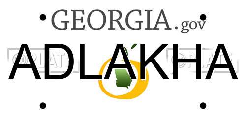ADLAKHA Georgia License Plate