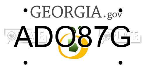ADO87G Georgia License Plate