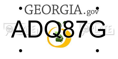 ADQ87G Georgia License Plate