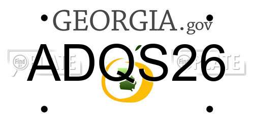 ADQS26 Georgia License Plate