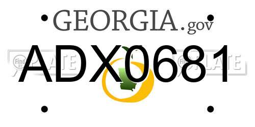ADX0681 Georgia License Plate