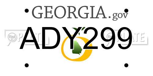 ADY299 Georgia License Plate