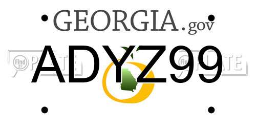 ADYZ99 Georgia License Plate