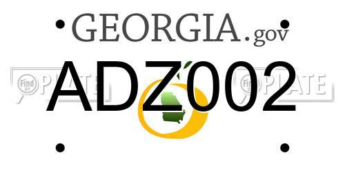 ADZ002 Georgia License Plate