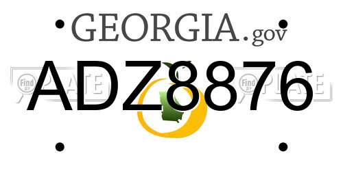 ADZ8876 Georgia License Plate