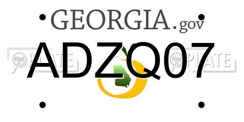 ADZQ07 Georgia License Plate