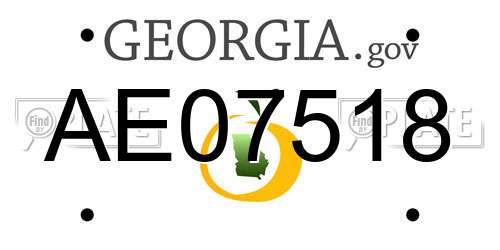 AE07518 Georgia License Plate