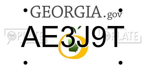 AE3J9T Georgia License Plate