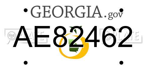 AE82462 Georgia License Plate
