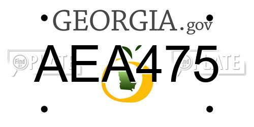 AEA475 Georgia License Plate