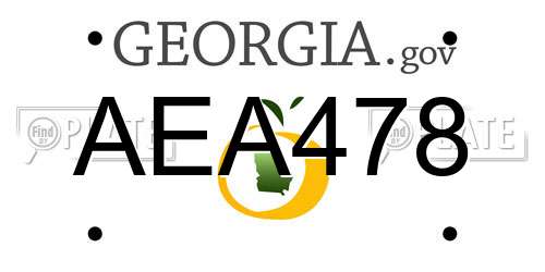 AEA478 Georgia License Plate