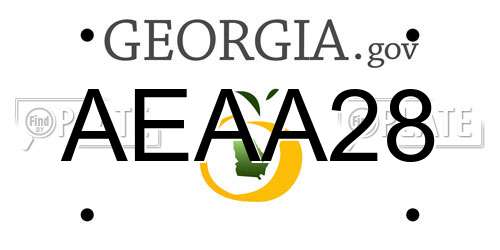 AEAA28 Georgia License Plate