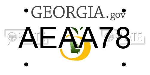 AEAA78 Georgia License Plate