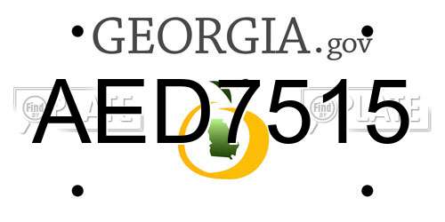 AED7515 Georgia License Plate