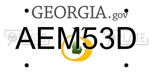 AEM53D Georgia License Plate