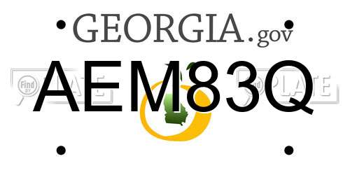 AEM83Q Georgia License Plate