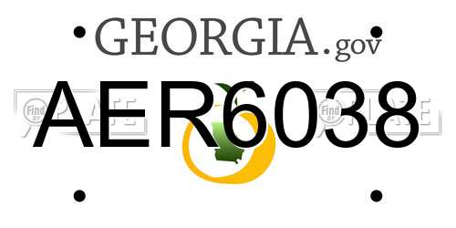 AER6038 Georgia License Plate