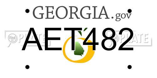 AET482 Georgia License Plate