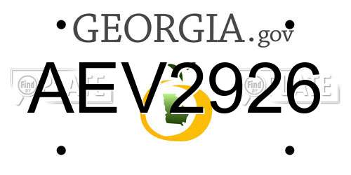 AEV2926 Georgia License Plate