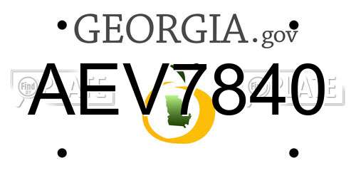 AEV7840 Georgia License Plate