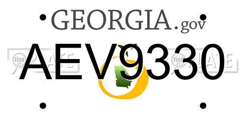 AEV9330 Georgia License Plate