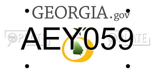 AEY059 Georgia License Plate