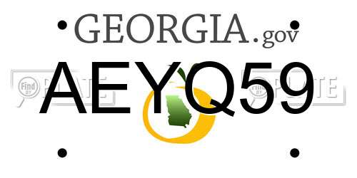 AEYQ59 Georgia License Plate