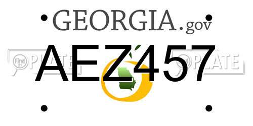 AEZ457 Georgia License Plate