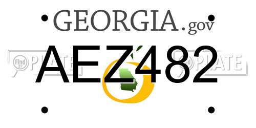 AEZ482 Georgia License Plate